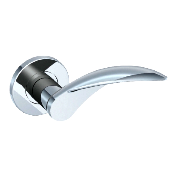 308-02  Polished Stainless  Format Tapered Arch Levers On Round Roses