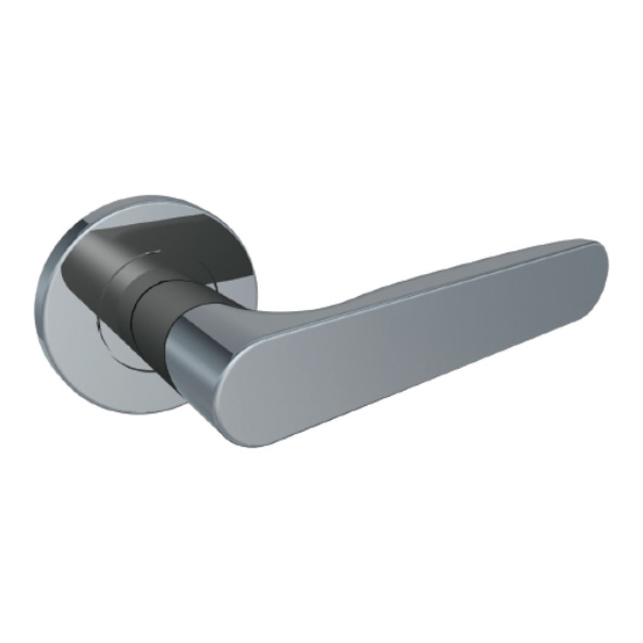 319-04 • Satin Stainless • Format Radius Bevelled Levers On Round Roses
