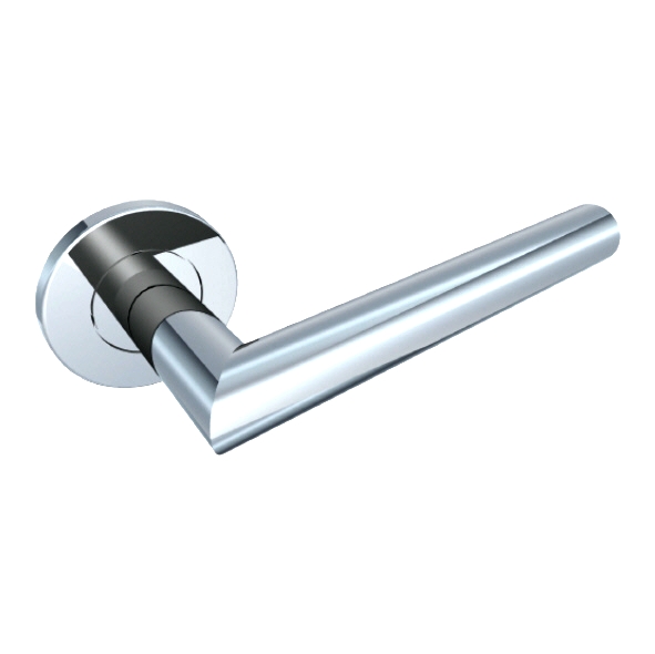 103/S-02  Polished Stainless  Format Straight Mitred Levers On Round Roses