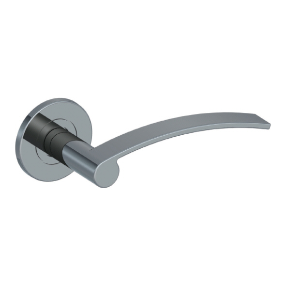 115/S-04  Satin Stainless  Format Curved Flat Levers On Round Roses