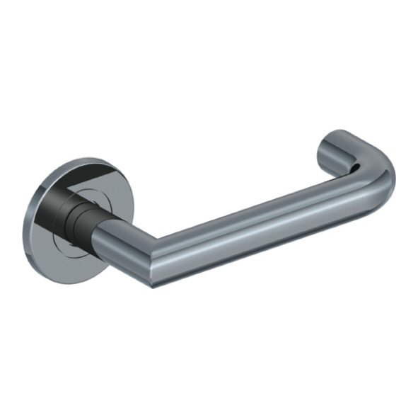 125/S-04  Satin Stainless  Format Mitred Hook Levers On Round Roses