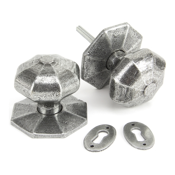 33066  72mm  Pewter Patina  From The Anvil Large Octagonal Mortice/Rim Knob Set