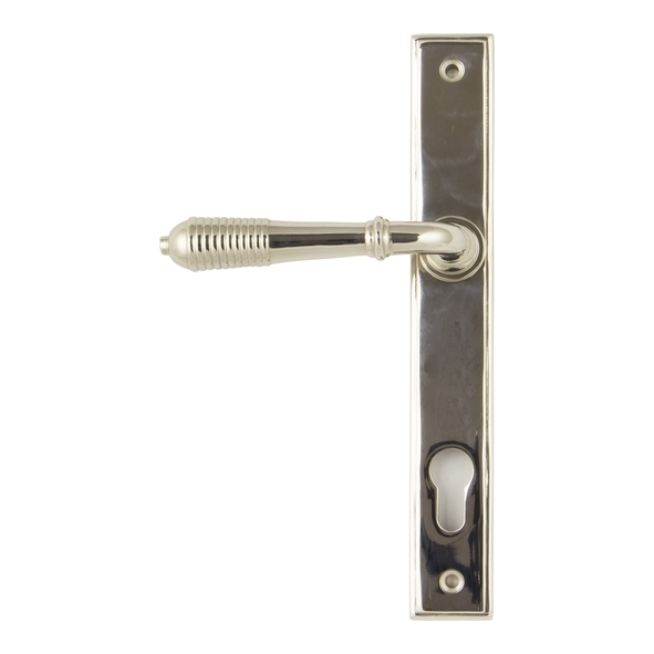 33316  244 x 36 x 13mm  Polished Nickel  From The Anvil Reeded Slimline Lever Espag. Lock Set