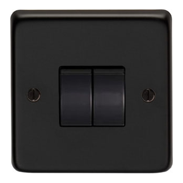 34201/2  86 x 86 x 7mm  Matt Black  From The Anvil Double 10 Amp Switch