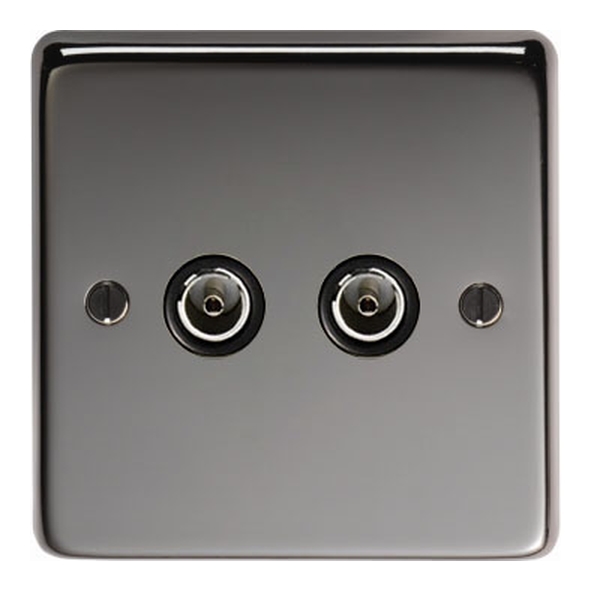 34230  86 x 86 x 7mm  Black Nickel  From The Anvil Double TV Socket