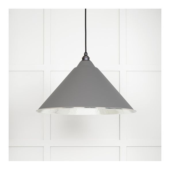 45433BL  510mm  Hammered Nickel & Bluff  From The Anvil Hockley Pendant