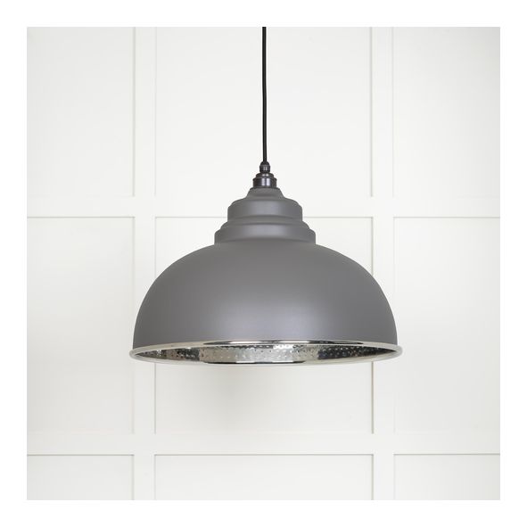 45472BL  400mm  Hammered Nickel & Bluff  From The Anvil Harborne Pendant