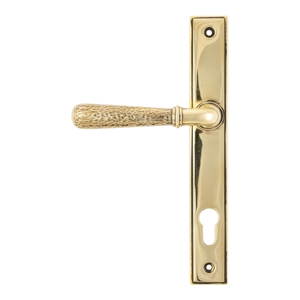 45498  244 x 36 x 13mm  Aged Brass  From The Anvil Hammered Newbury Slimline Espag. Lock Set