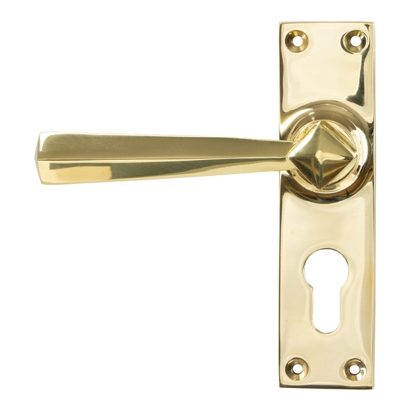 45761 • 148 x 39 x 8mm • Polished Brass • From The Anvil Straight Lever Euro Lock Set