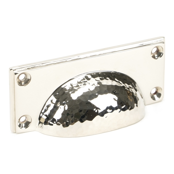 46037  100 x 42mm  Polished Nickel  From The Anvil Hammered Art Deco Drawer Pull
