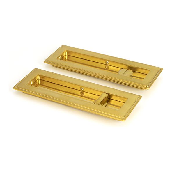 47161  175mm  Polished Brass  From The Anvil Art Deco Rectangular Pull - Privacy Set