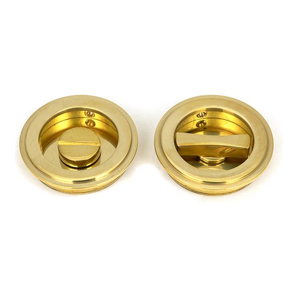 47169  60mm  Polished Brass  From The Anvil Art Deco Round Pull - Privacy Set