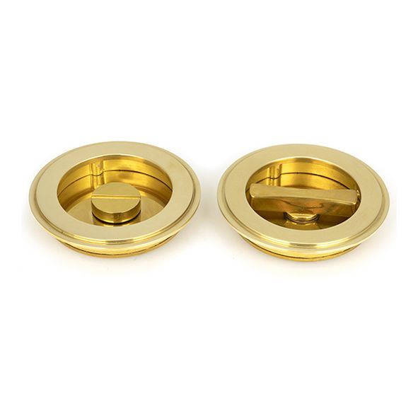 47170  75 mm  Polished Brass  From The Anvil Art Deco Round Pull - Privacy Set