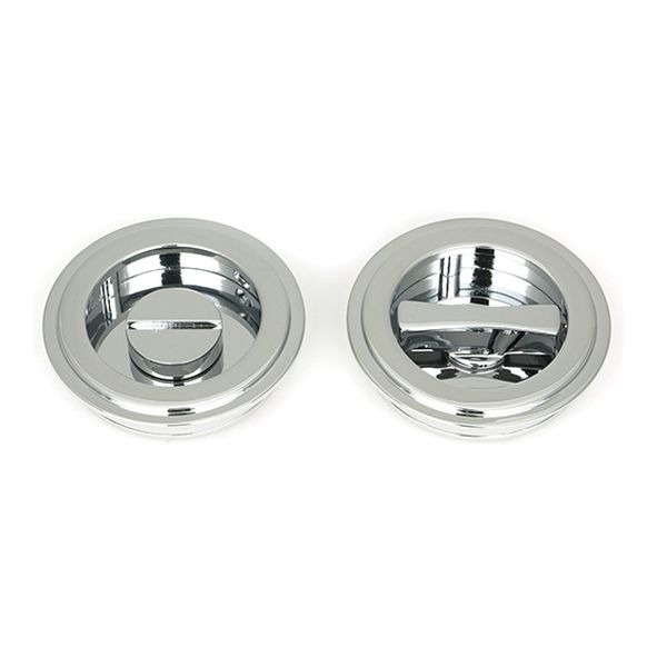 47187  60mm  Polished Chrome  From The Anvil Art Deco Round Pull - Privacy Set