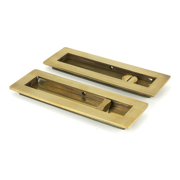 48314  175mm  Aged Brass  From The Anvil Plain Rectangular Pull - Privacy Set