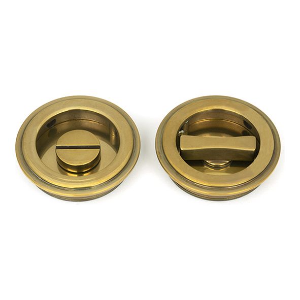 48324  60mm  Aged Brass  From The Anvil Art Deco Round Pull - Privacy Set