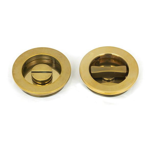 48330 • 60mm • Aged Brass • From The Anvil Plain Round Pull - Privacy Set
