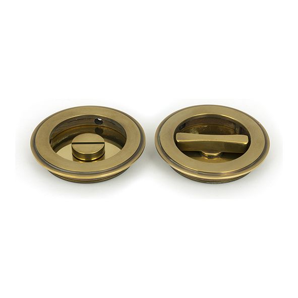 48331  75 mm  Aged Brass  From The Anvil Plain Round Pull - Privacy Set