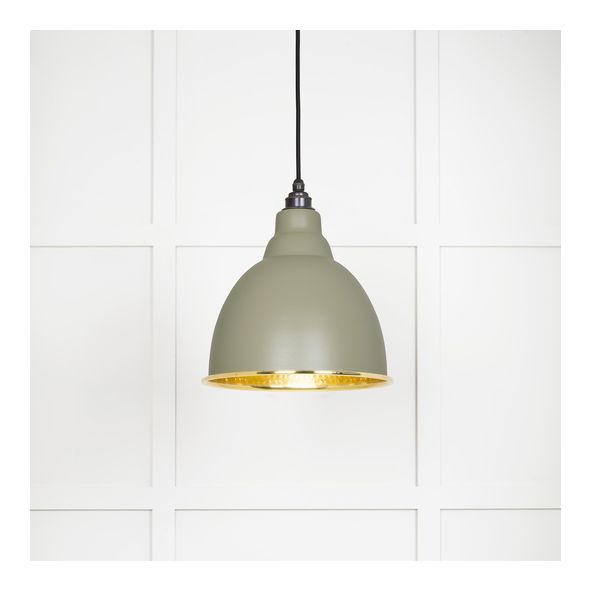 49517TU  260mm  Hammered Brass & Tump  From The Anvil Brindley Pendant