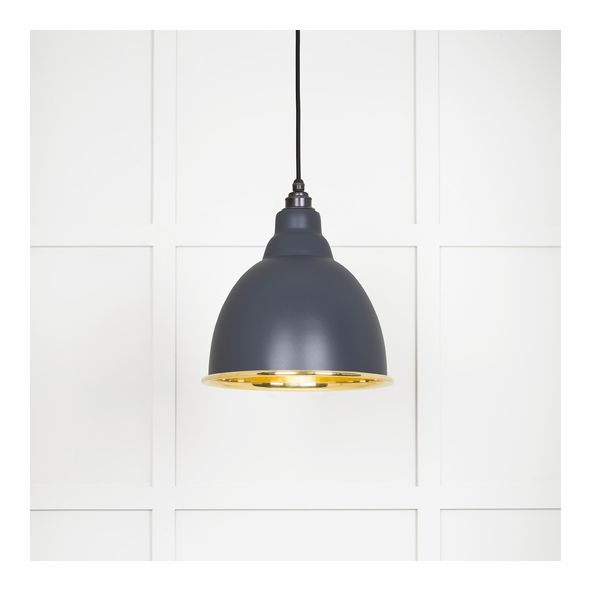 49518SL  260mm  Smooth Brass & Slate  From The Anvil Brindley Pendant