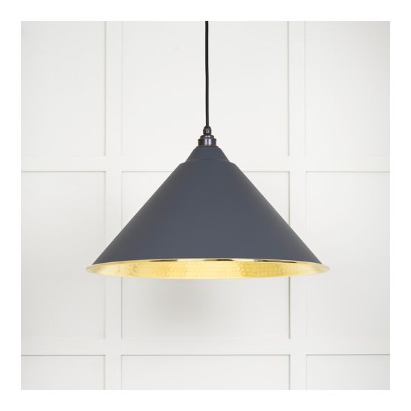 49523SL  510mm  Hammered Brass & Slate  From The Anvil Hockley Pendant