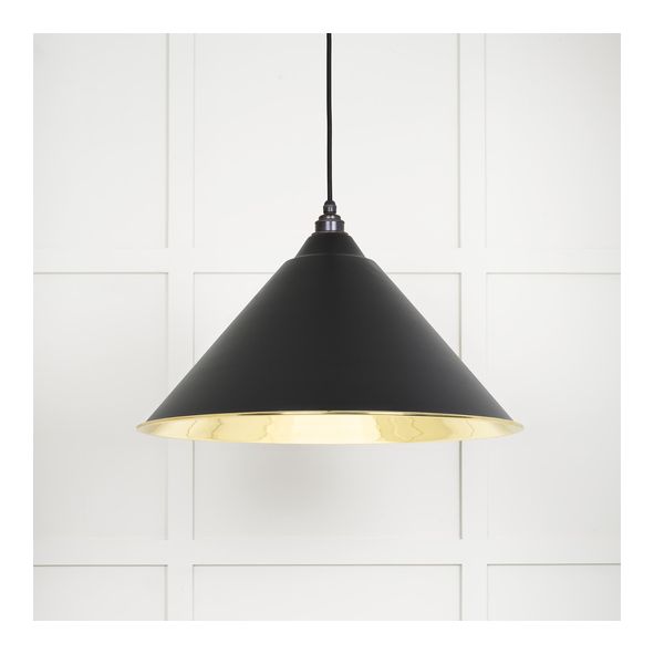 49524EB  510mm  Smooth Brass & Elan Black  From The Anvil Hockley Pendant