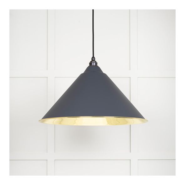 49524SL  510mm  Smooth Brass & Slate  From The Anvil Hockley Pendant