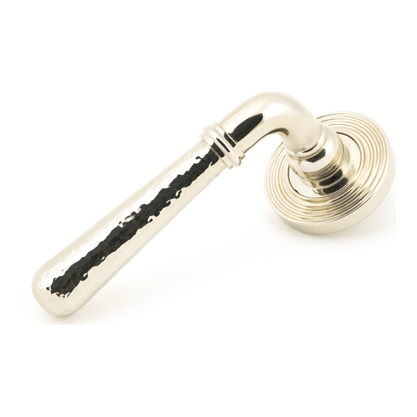 50047 • 53 x 8mm • Polished Nickel • From The Anvil Hammered Newbury Lever on Rose [Beehive] - Unsprung