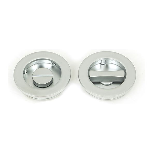 50650  60mm  Satin Chrome  From The Anvil Plain Round Pull - Privacy Set