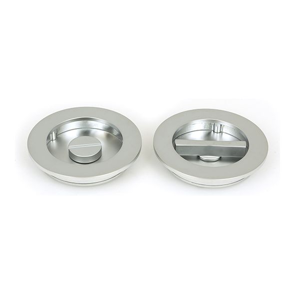 50651  75 mm  Satin Chrome  From The Anvil Plain Round Pull - Privacy Set