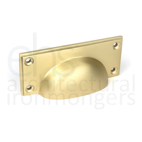 50942  100 x 42mm  Satin Brass  From The Anvil Art Deco Drawer Pull