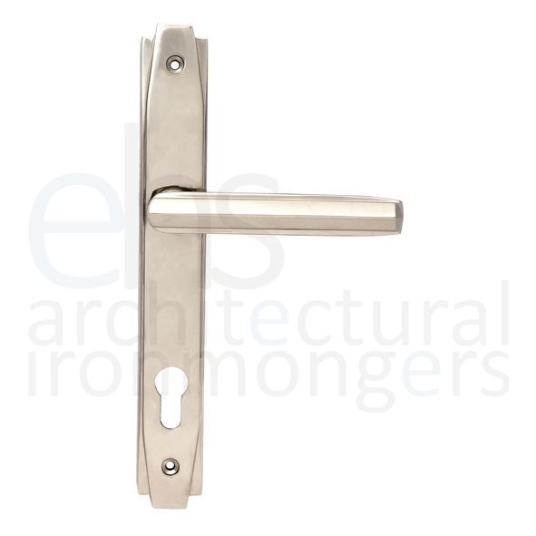51187  258 x 36 x 14mm  Polished Nickel  From The Anvil Art Deco Slimline Lever Espag. Lock Set