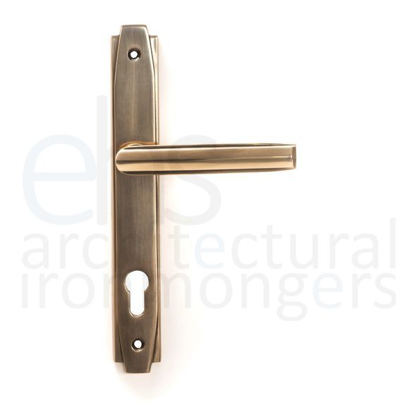 51190  258 x 36 x 14mm  Polished Bronze  From The Anvil Art Deco Slimline Lever Espag. Lock Set