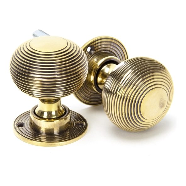 83633H • 50mm • Aged Brass • From The Anvil Heavy Beehive Mortice/Rim Knob Set