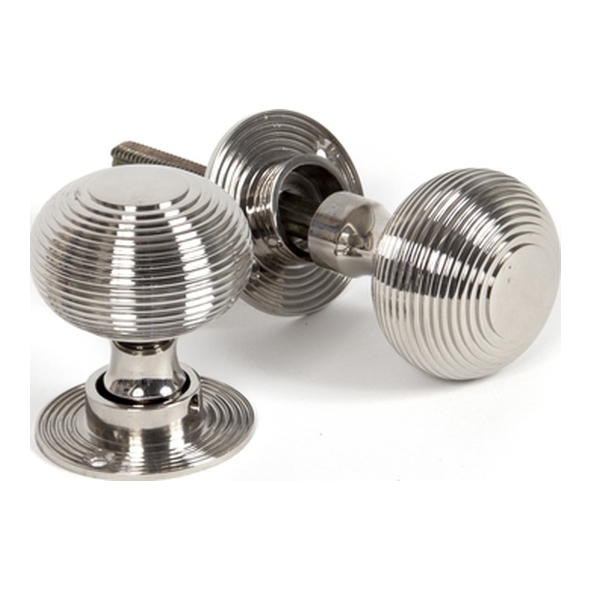 83636  50mm  Polished Nickel  From The Anvil Beehive Mortice/Rim Knob Set