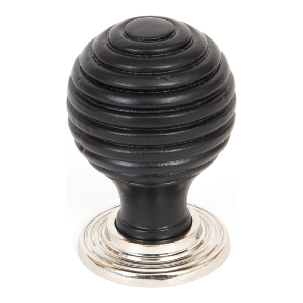 83869  35mm  Ebony & Polished Nickel  From The Anvil Beehive Cabinet Knob