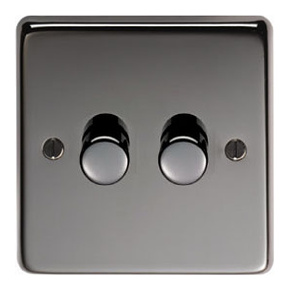 91799  86 x 86 x 7mm  Black Nickel  From The Anvil Double LED Dimmer Switch