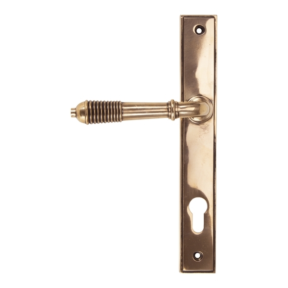 91912  244 x 36 x 13mm  Polished Bronze  From The Anvil Reeded Slimline Lever Espag. Lock