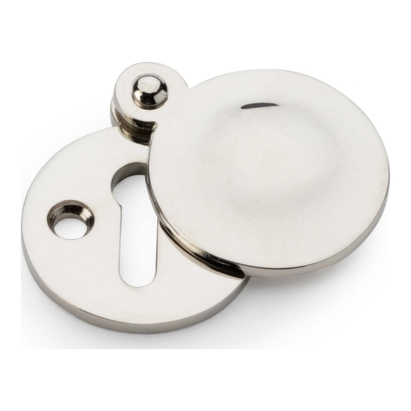 AW381-PN  For Standard Lock  Polished Nickel  Alexander & Wilks Round Escutcheon with Harris Design Cover