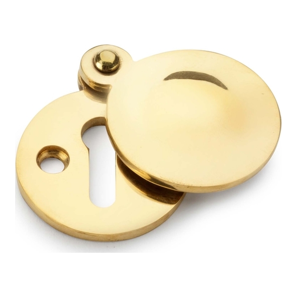 AW381-UB  For Standard Lock  Unlacquered Brass  Alexander & Wilks Round Escutcheon with Harris Design Cover