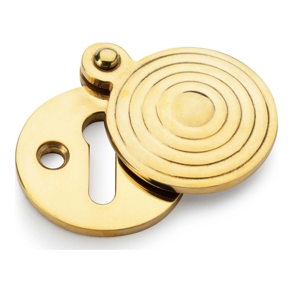 AW382-UB  For Standard Lock  Unlacquered Brass  Alexander & Wilks Round Escutcheon with Christoph Design Cover