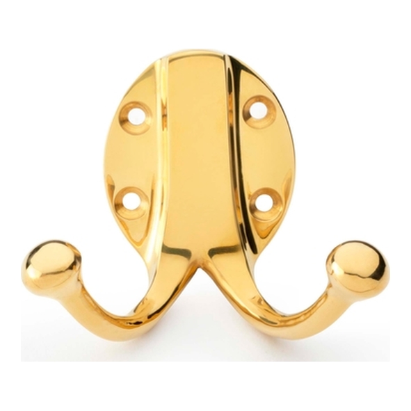 AW771UB  Unlacquered Brass  Alexander & Wilks Traditional Double Robe Hook