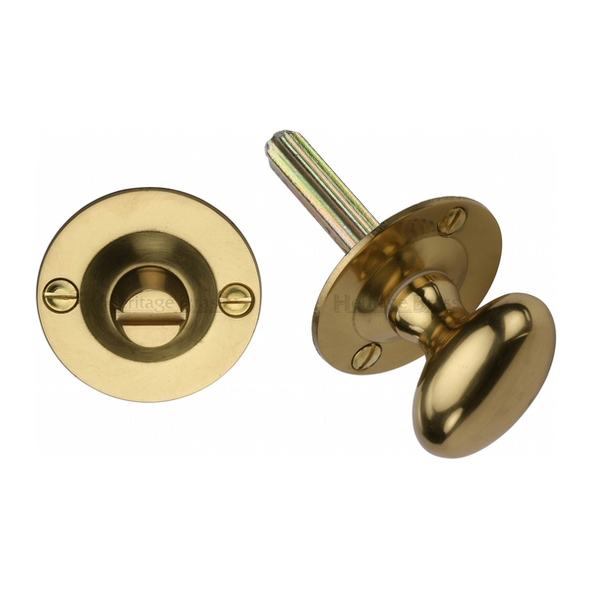 AA32  Polished Brass  Carlisle Brass Small Victorian Bathroom Turn And Release With Spline Spindle