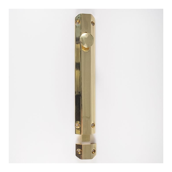 AQ83 • 202 x 36mm • Polished Brass • Carlisle Brass Universal Slide Action Surface Bolt