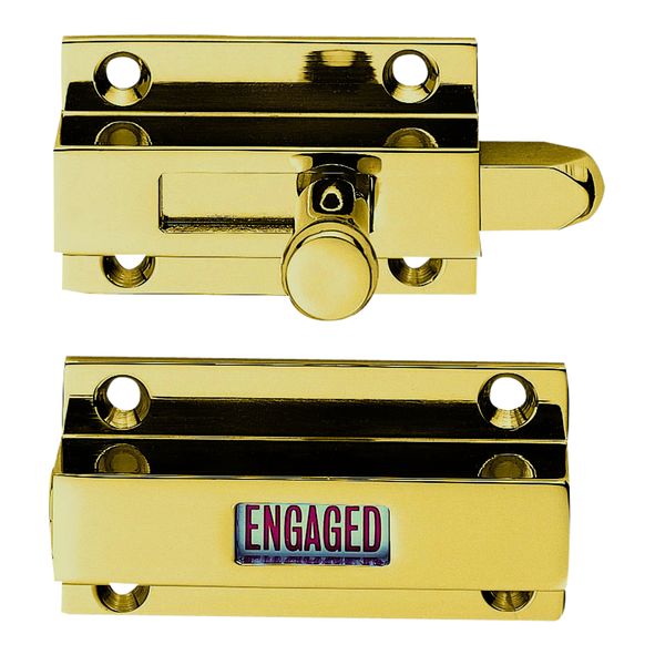 BR35 • Polished Brass • Carlisle Brass Cubicle Slide Bolt With Indicator