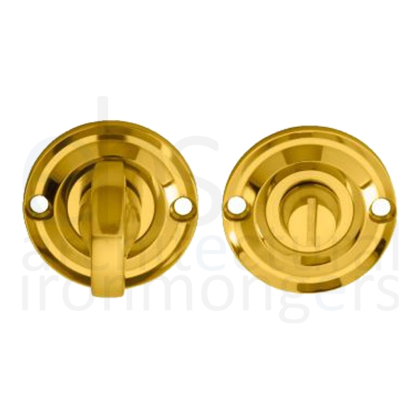 DK13  Polished Brass  Delamain Small Bathroom Turn With Release