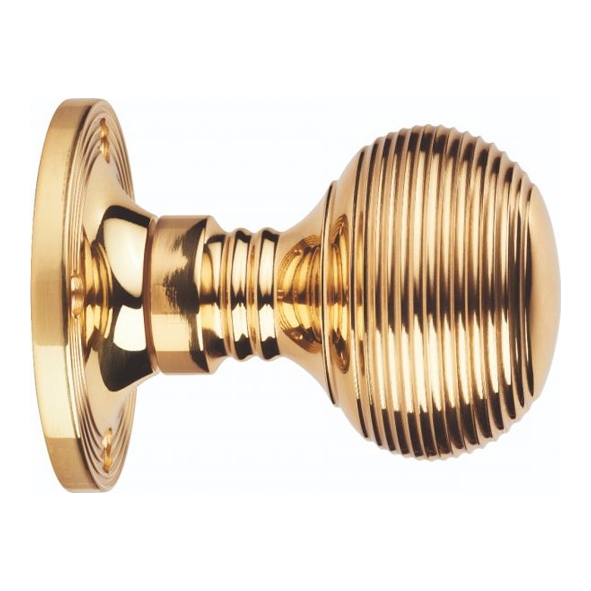 M1001  Polished Brass  Queen Anne M-Series Mortice Knobs On Round Roses