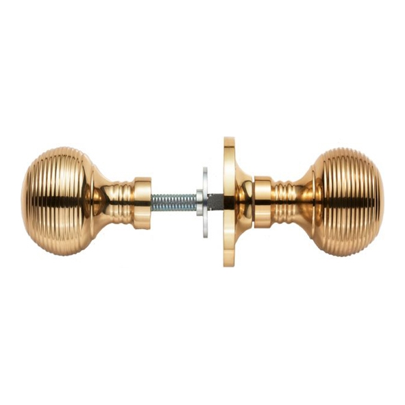 M1001R  Polished Brass  Queen Anne M-Series Rim Knobs On Round Roses