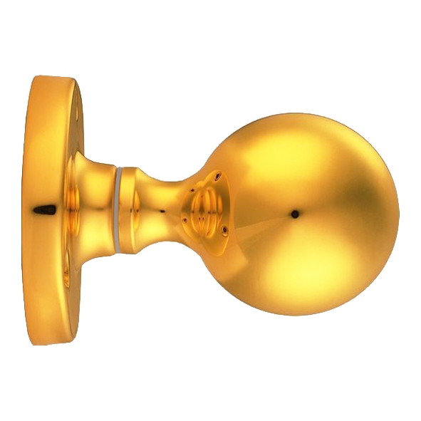 M48 • Polished Brass • Carlisle Brass Ball M-Series Mortice Knobs On Round Roses