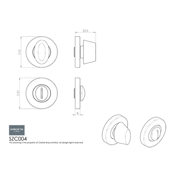 SZC004CP • Polished Chrome • Serozzetta Round Bathroom Turn With Release